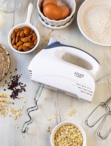 Mikser dore, Adler, AD 4201, 300W, 5 shpejtësi, funksion TURBO, i bardhë/gri