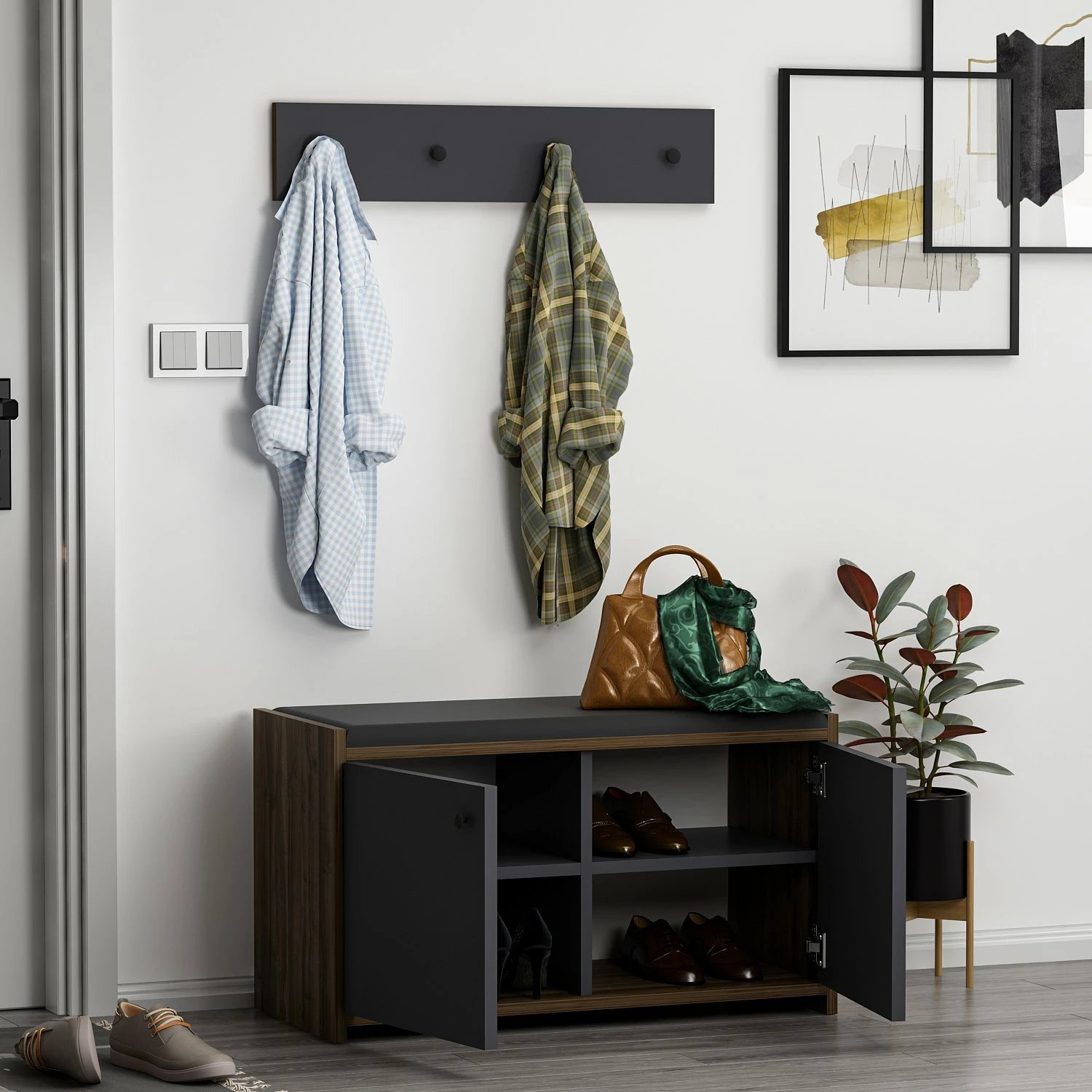 Dollap këpucësh Hanah Home, Zen, antracit