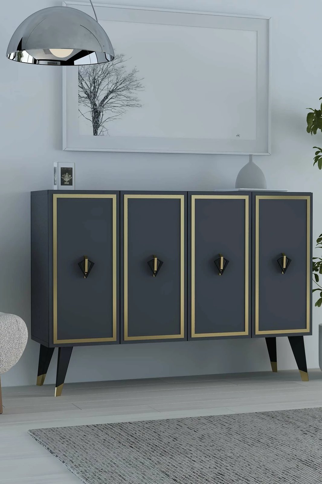 Konsol Skye Decor, anthracite, e zezë, e artë, 8176KM-32