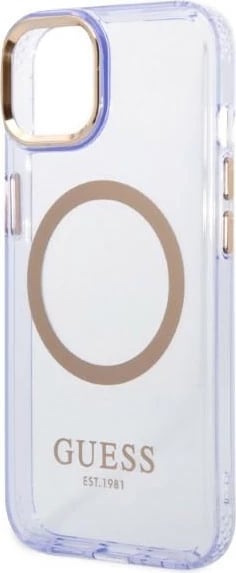 Mbështjellës Guess Gold Outline MagSafe për iPhone 14 6.1", vjollcë-ari