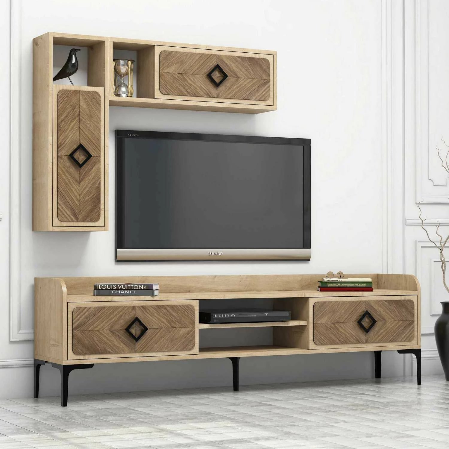 Komplet mobile për TV, ngjyrë lisi, Samba, Hanah Home