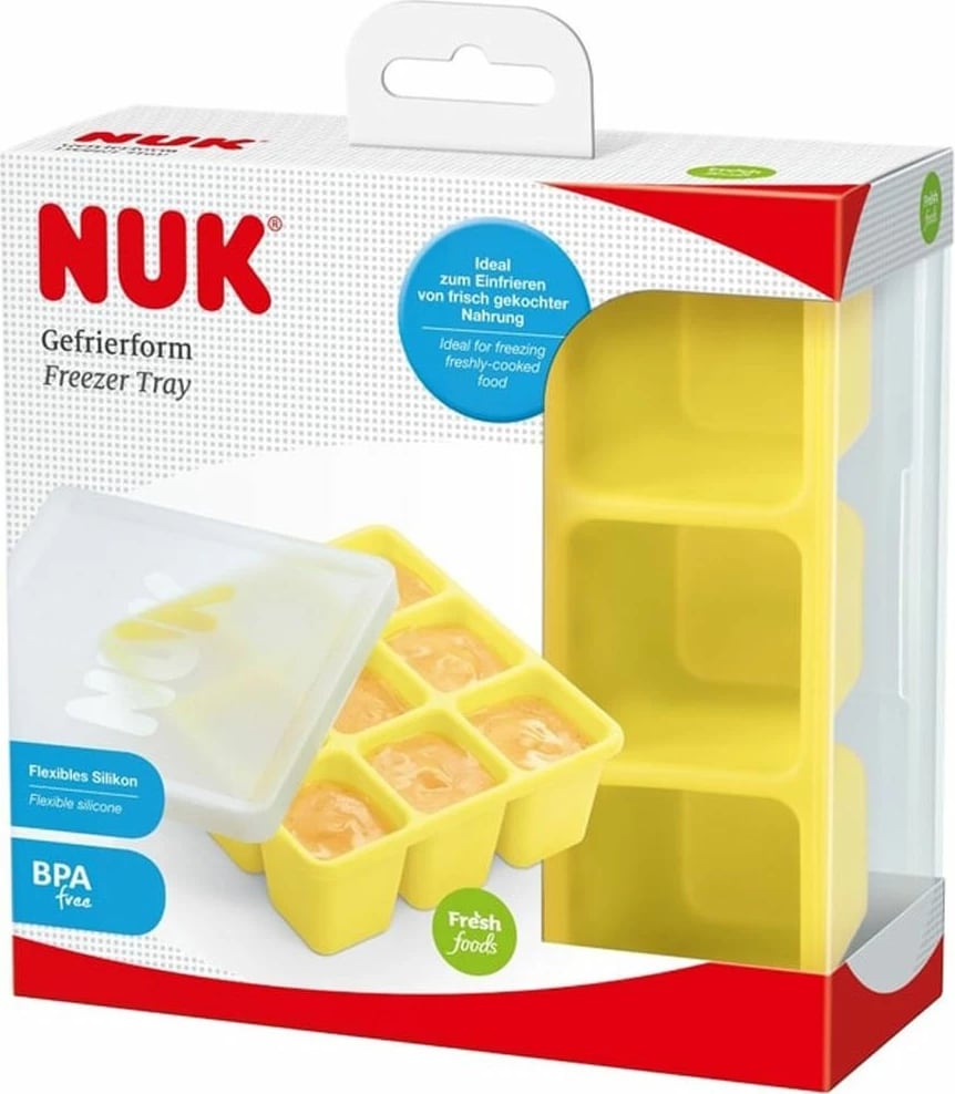 Kallëp silikoni për ngrirje, NUK, 9 porcione 60 ml, BPA-free, i verdhë