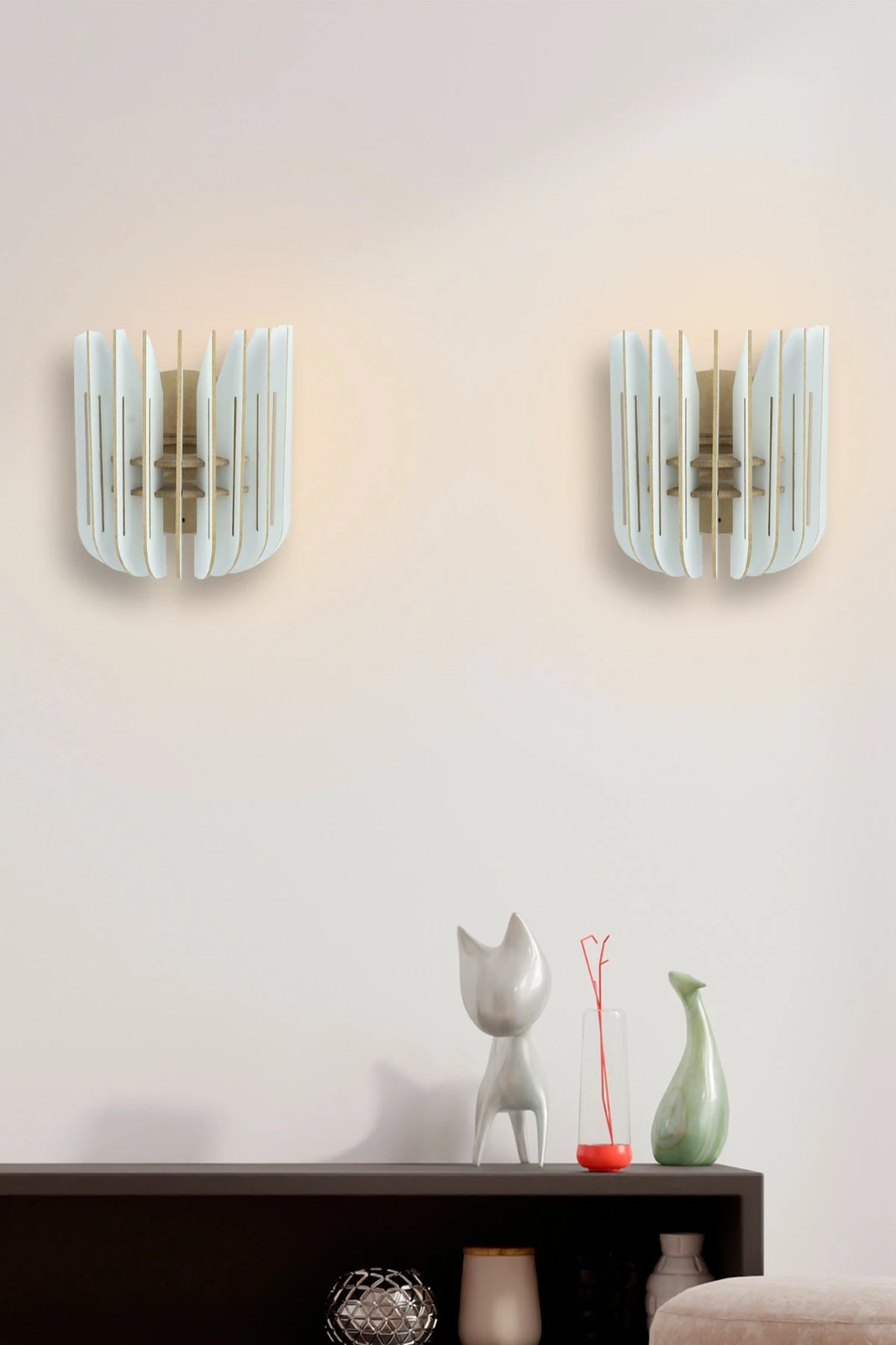 Llambë muri Opviq, model Tulip, 2 copë, e bardhë, 210-LB2