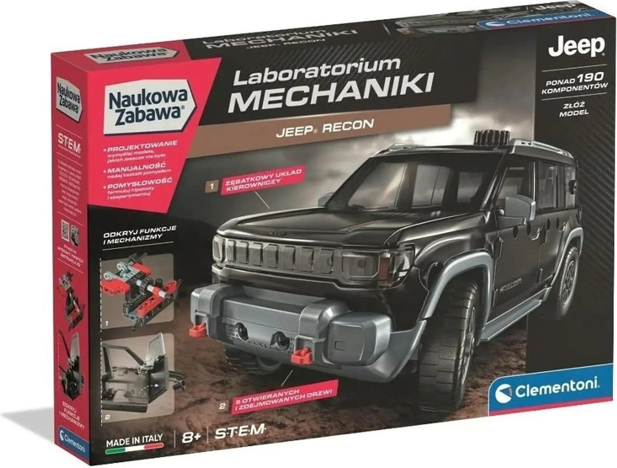 Set ndërtimi Clementoni Laboratori i Mekanikës Jeep Recon, 190 pjesë