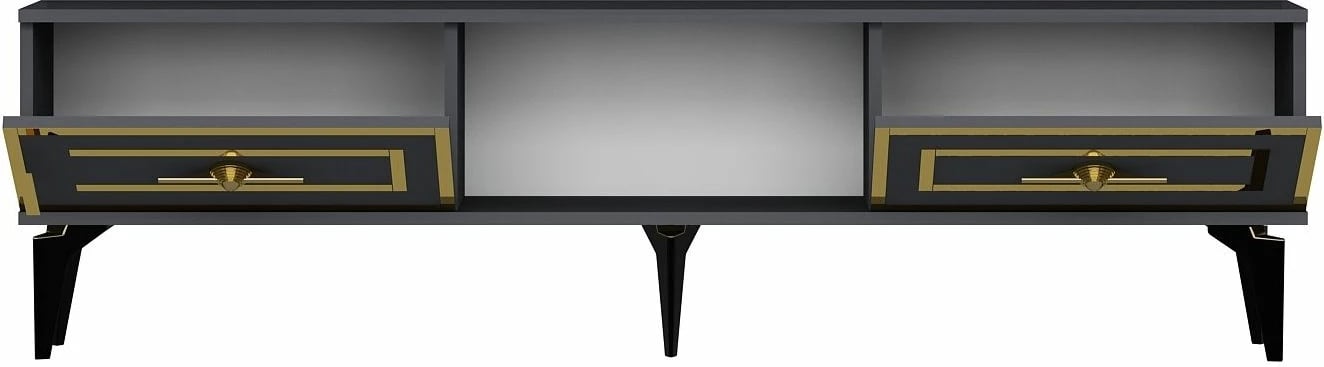 Komodë TV Skye Decor, ngjyrë viola-antracit, detaje ari