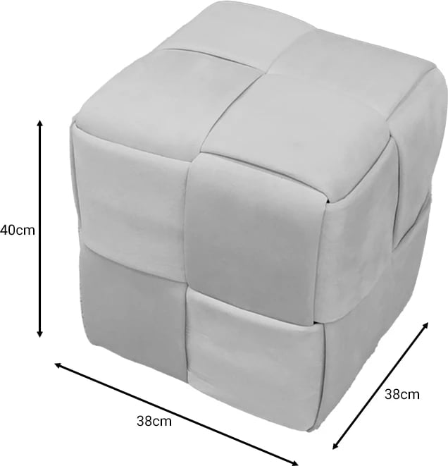 Tabure Jisko, kadife ngjyrë mollë e kalbur, 38x38x40cm
