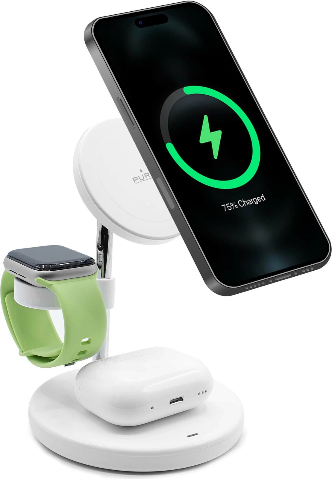 Karikues wireless 3-në-1 Puro Mag Station me MagSafe, 15W, i bardhë