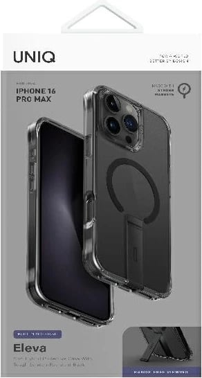 Mbështjellës UNIQ Eleva me këmbë Vertica për iPhone 16 Pro Max, e zezë