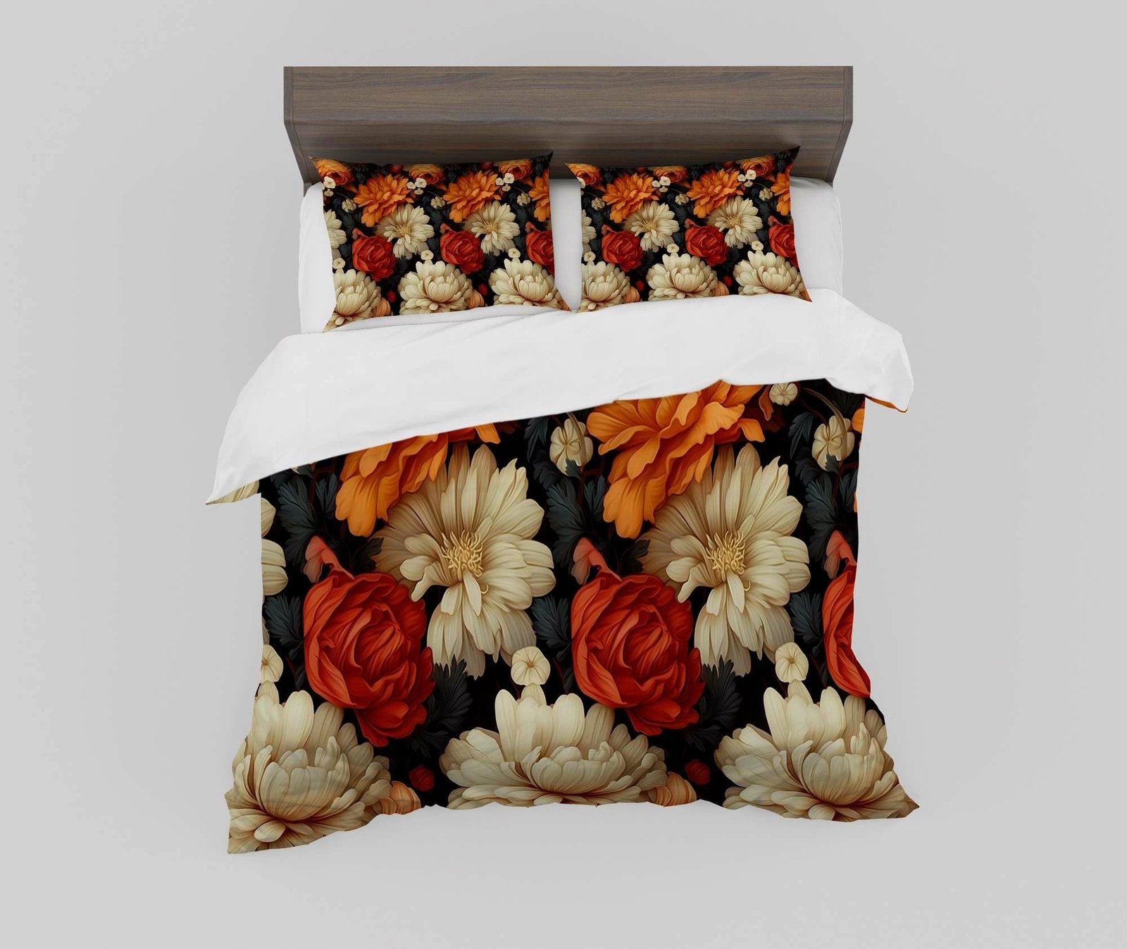 Set mbulesë për jorgan dopio, lule shumëngjyrëshe, L'essentiel, FLW_DVT25-27