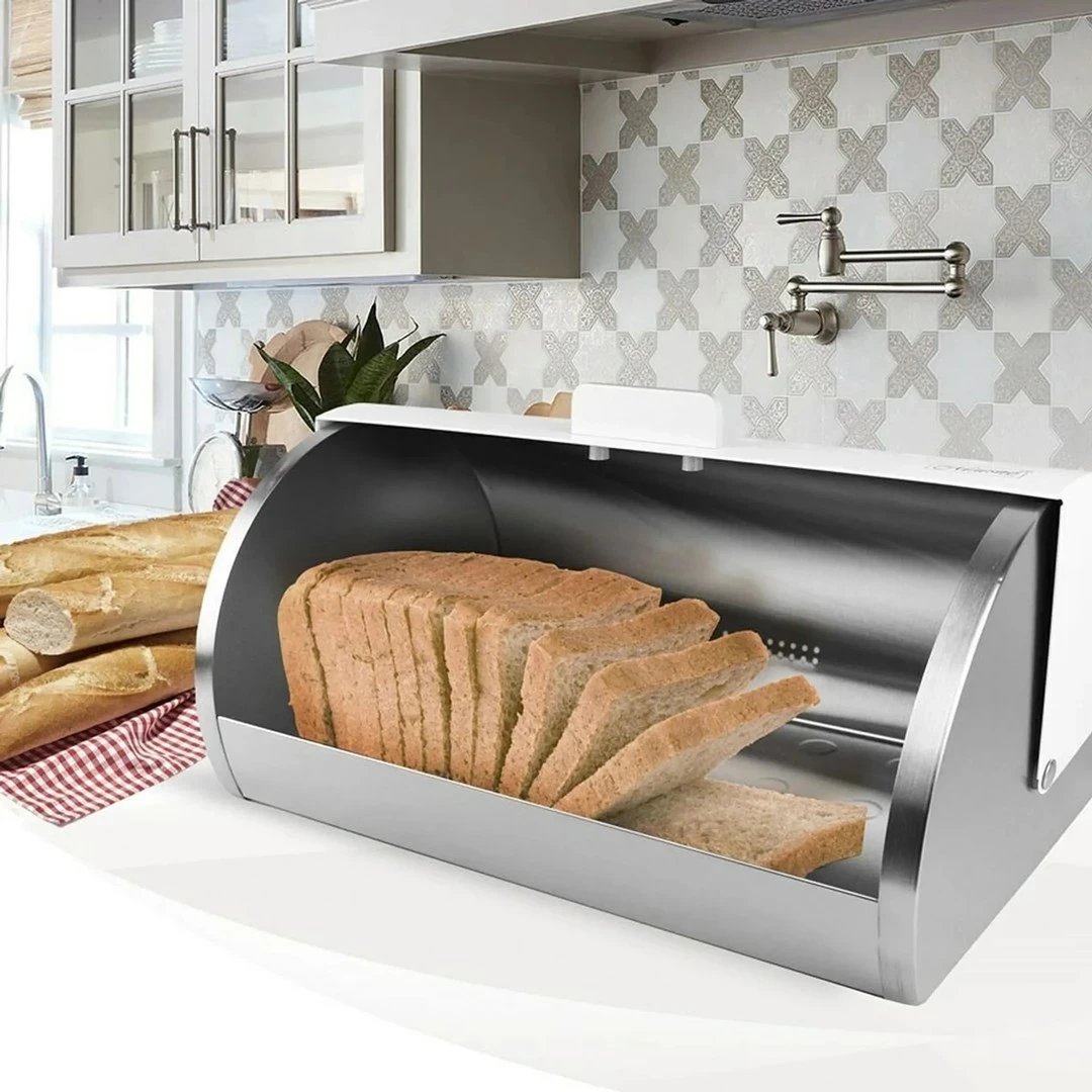 Kuti buke Maestro MR-1676, çelik inox, cilindrike, e bardhë