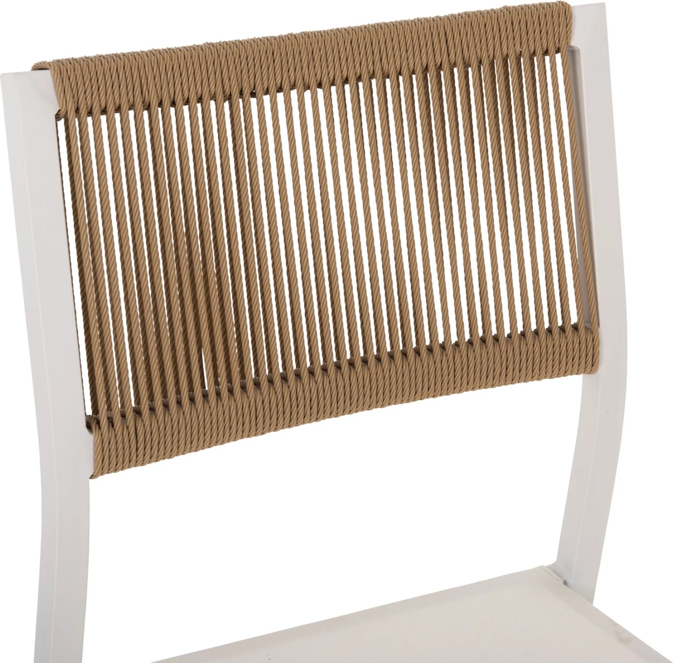 Karrige alumini FH5921.02, kornizë e bardhë dhe tekstil me ratan sintetik bezhë, 46x55.5x83H cm