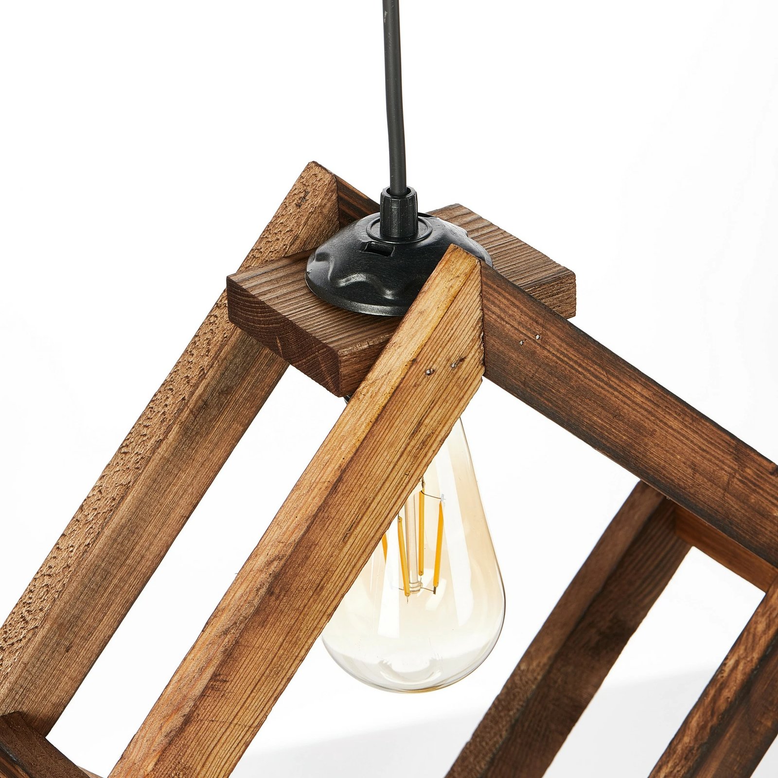 Llambë tavani Opviq, formë katrore, ngjyrë kafe, trup druri