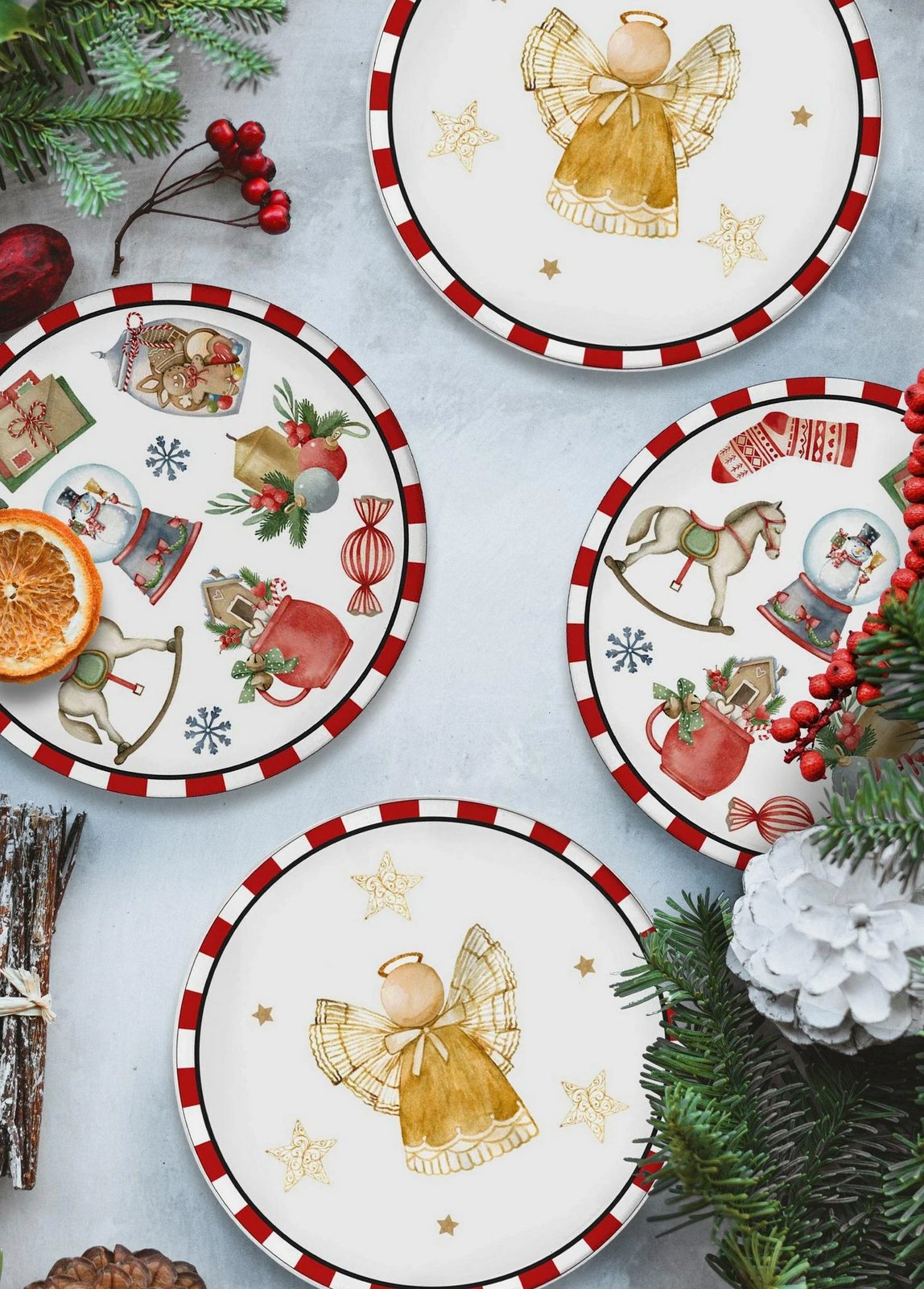 Set pjatash ëmbëlsirash prej qeramike, 6 copë, Hermia, NEW029