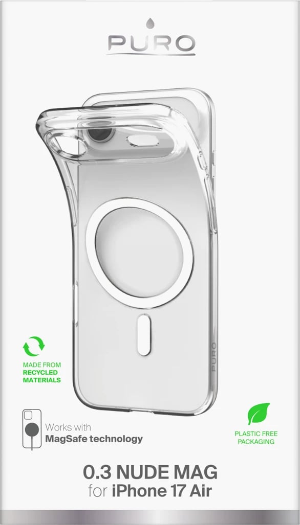 Mbështjellës Puro 0.3 MAG Ultra-Slim TPU për iPhone 17 Air, MagSafe, Transparent