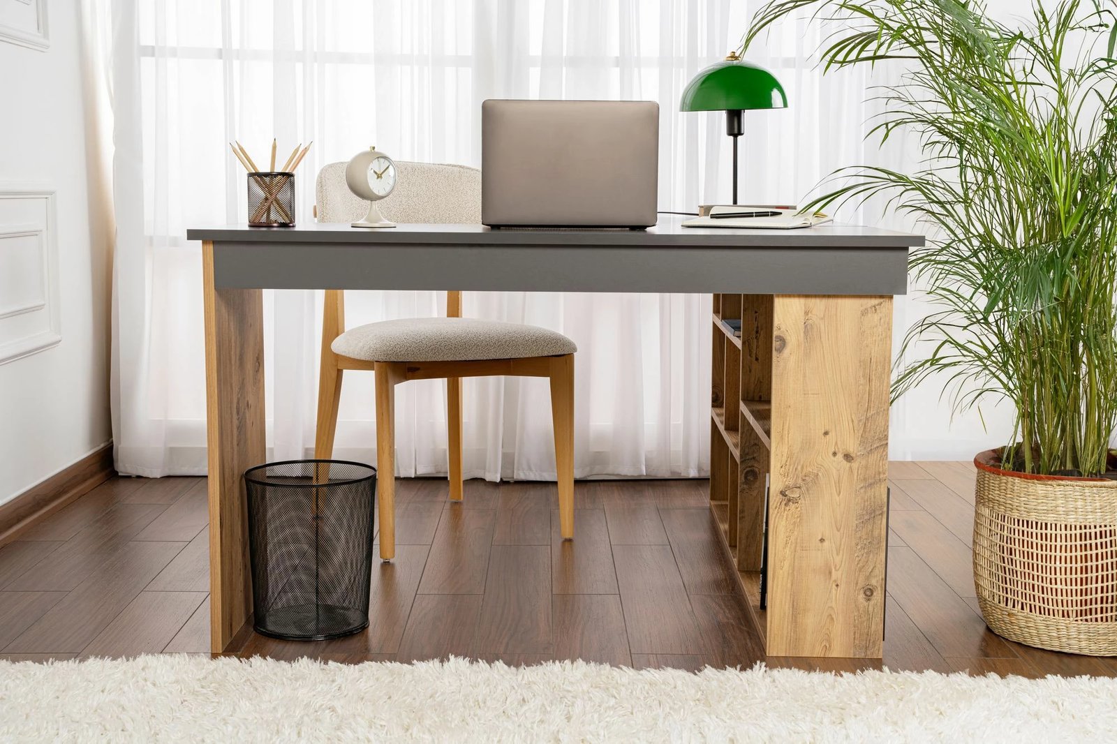 Tavolinë pune Nordure, Vesper, anthracite dhe Atlantic Pine