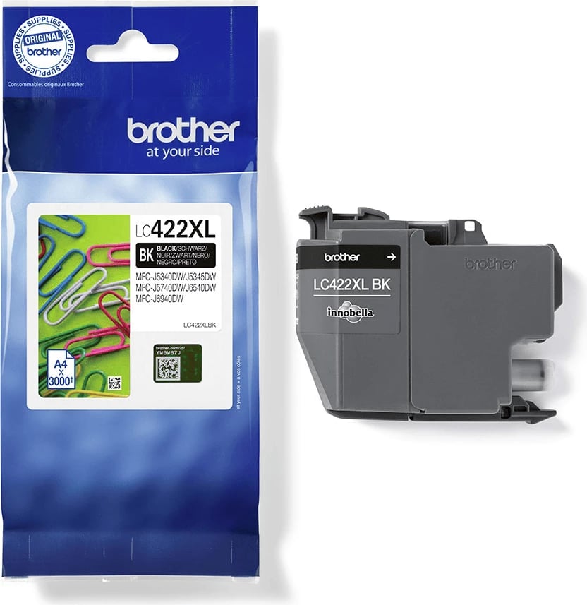 Kasetë boje Brother LC-422XLBK XL, rendiment 3000 faqe, e zezë