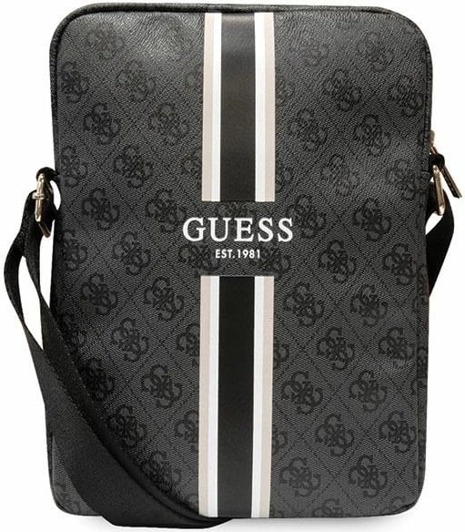 Çantë tablet Guess 4G Stripes, 10", e zezë, me rrip