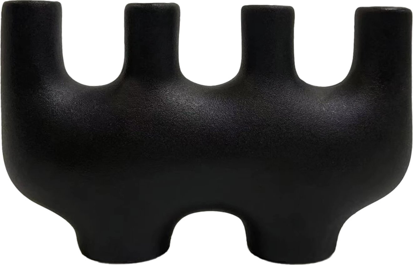 Dekor tavoline prej qeramike, ngjyrë e zezë matte, FH4641.02, 21x6x13H cm