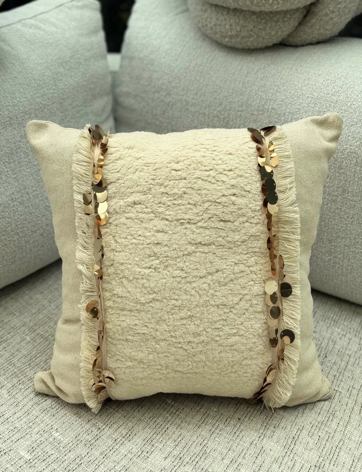 Jastëk dekorativ, mbulesë bezhë, KET009, 43x43cm