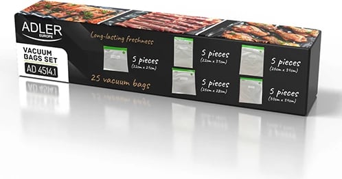 Set qese vakumi Adler AD 4514.1, ripërdorshme, 25 copë, madhësi të përziera