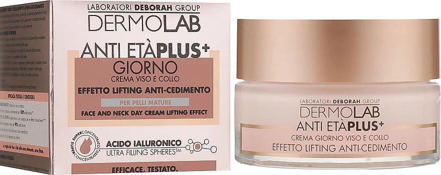  Krem ditor kundër plakjes PLUS+ për fytyrën dhe qafën Dermolab, 50 ml