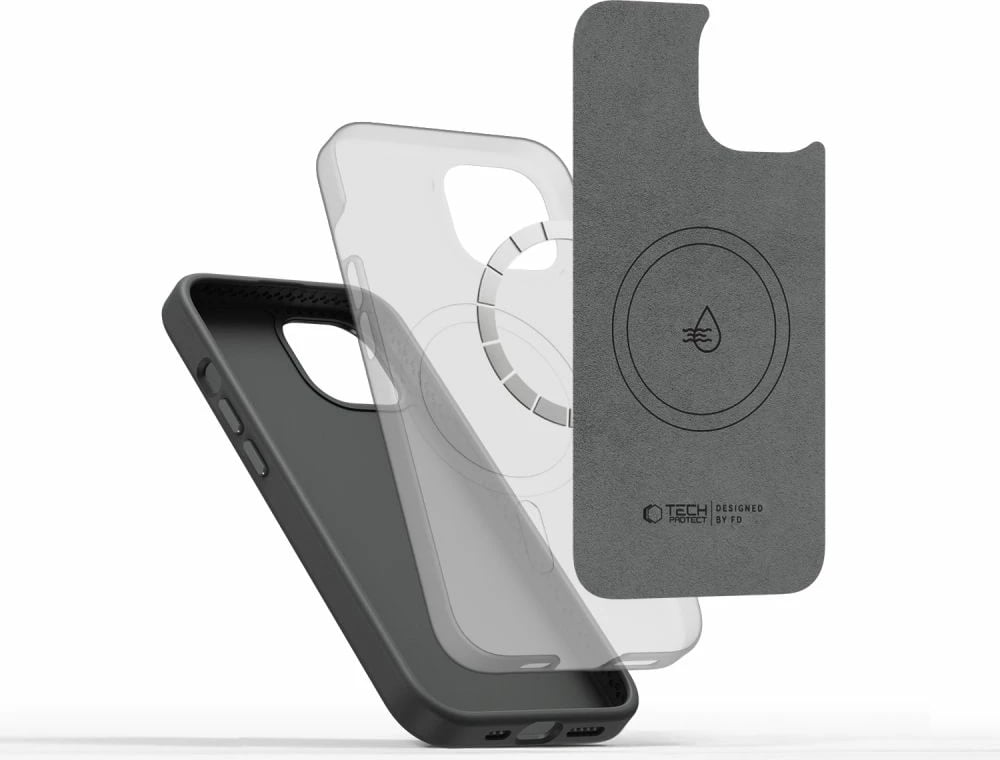 Mbështjellës Tech-Protect Silicone PUZ MagSafe për iPhone 15, Gri