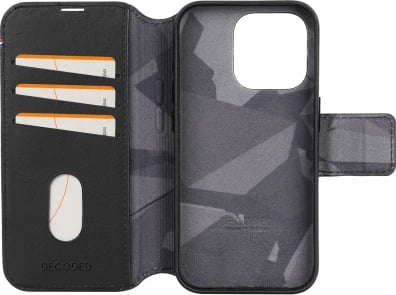 Mbështjellës Decoded Detachable Wallet për iPhone 15 Plus, me MagSafe, Lëkurë, Zi
