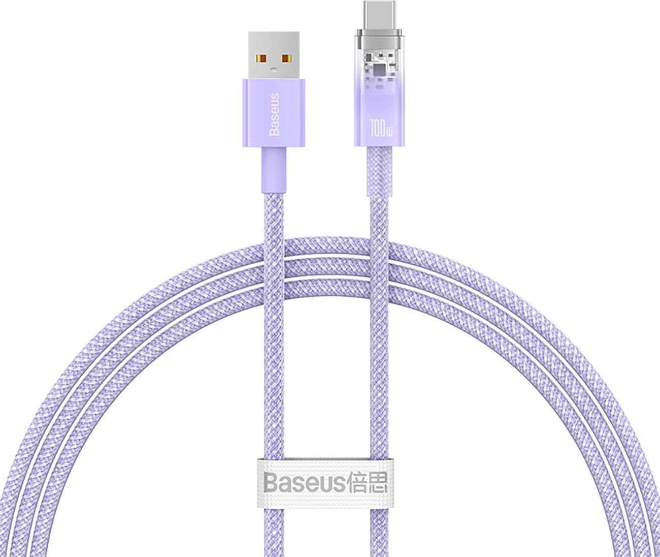 Kabllo Baseus Explorer USB-A në USB-C, 1m, 100W, Violet
