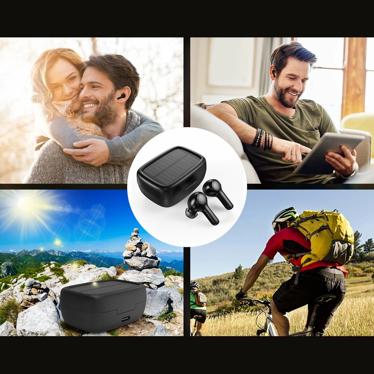 Kufje wireless TWS Choetech BH-T09 me panel diellor, të zeza