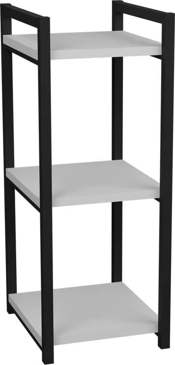 Raft dyshemeje Harvey, metal i zi dhe melaminë e bardhë, 33x28x70cm