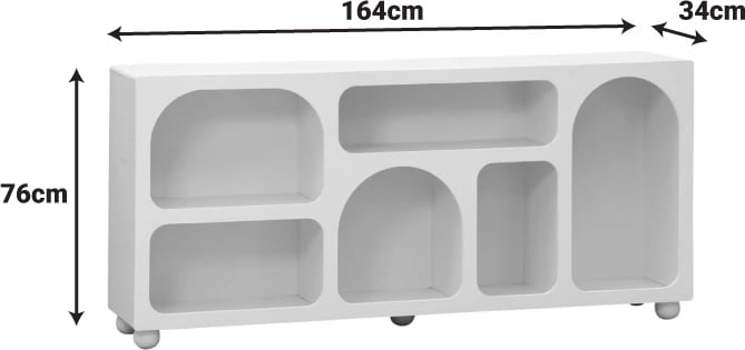 Bufe Emersi me rafte, MDF, ngjyrë e bardhë, 164x34x76cm