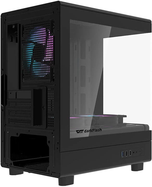 Kasë Darkflash DB330M me 3 ventilatorë aRGB, Mini Tower, e zezë