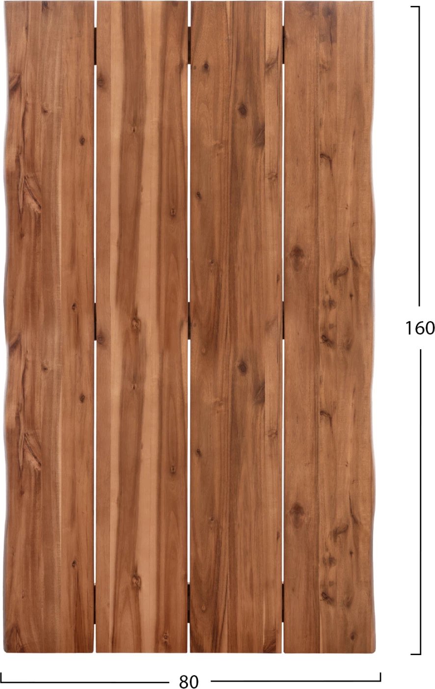 Sipërfaqe tavoline drejtkëndëshe, dru akacie natyrale, 160x80x3.5cm