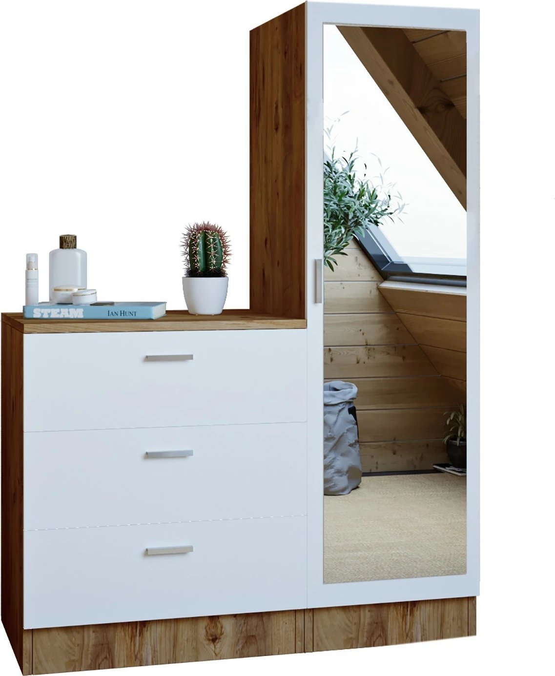 Dollap multifunksional Hanah Home, Cc6-Aw, ngjyrë Atlantic Pine dhe e bardhë