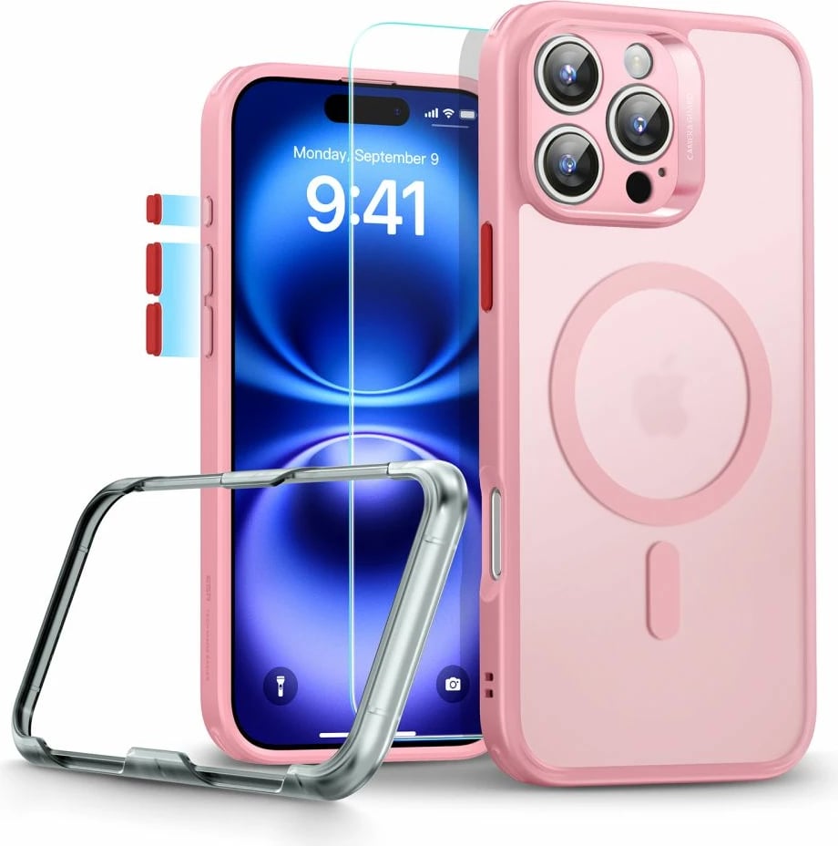Mbështjellës ESR Classic Pro Set HaloLock MagSafe për iPhone 16 Pro Max, Rozë, me xham mbrojtës