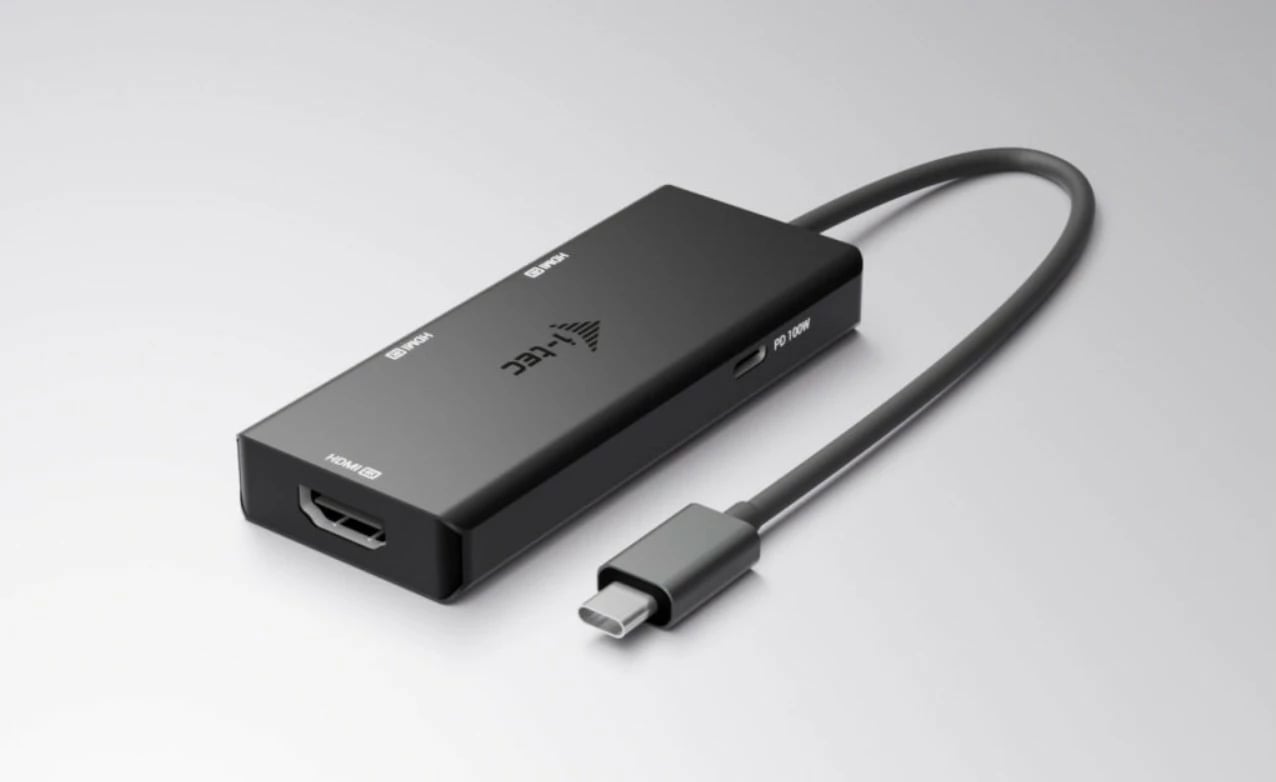 Stacion dokimi USB-C, i-tec, C31TRIPLE4KHDMIPD, 3x HDMI 4K/60 ose 1440p/144 Hz, Power Delivery 100W, kabllo 20 cm, e zezë