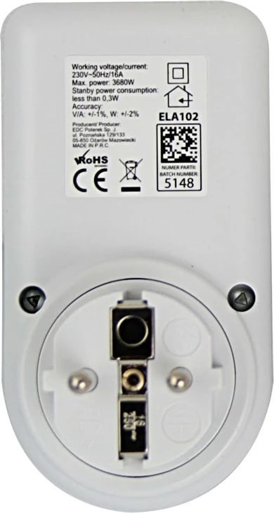 Matës fuqie elektronik Esperanza ELA102, i bardhë