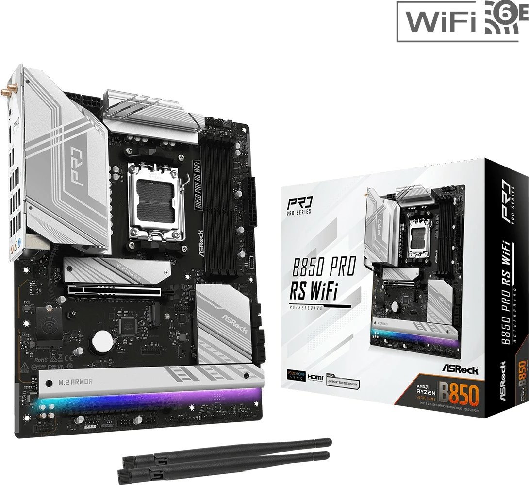 Pllakë amë ASRock B850 PRO RS WiFi, Socket AM5, ATX, DDR5, WiFi 6E