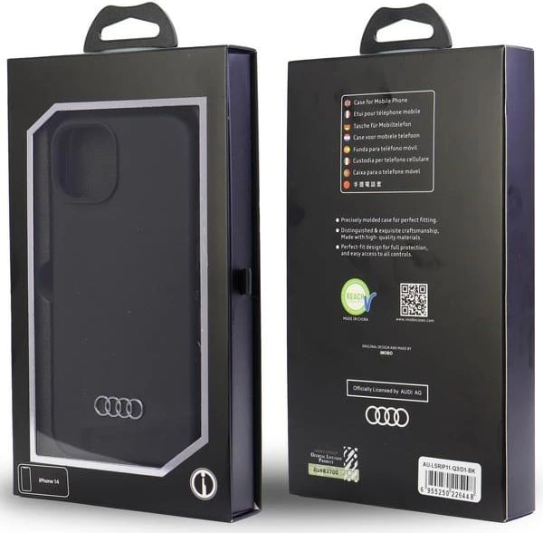 Mbështjellës Audi Silicone Case për iPhone 11/XR 6.1", i zi