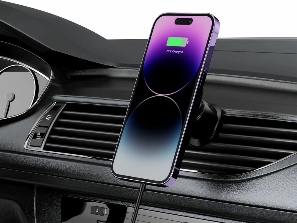 Mbështjellës magnetik për veturë Tech-Protect MM15W-V1 me karikues wireless 15W, i zi