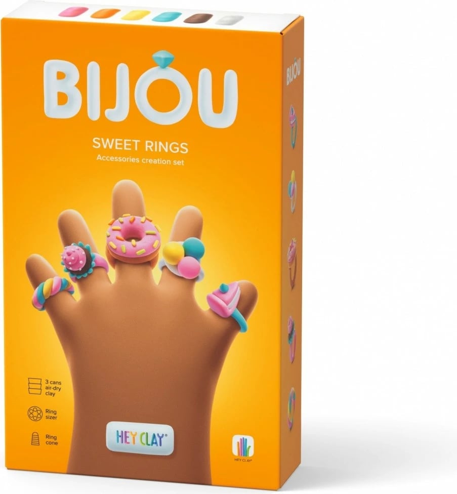 Set kreativ me plastelinë Hey Clay Bijou Sweet Rings, 6 ngjyra, për fëmijë