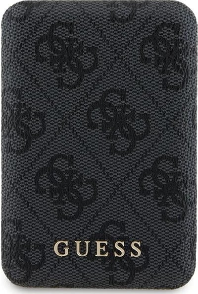 Powerbank Guess GUPB5FP4EMGK 5000mAh, 15W, MagSafe, 4G Leather Metal Logo, e zezë