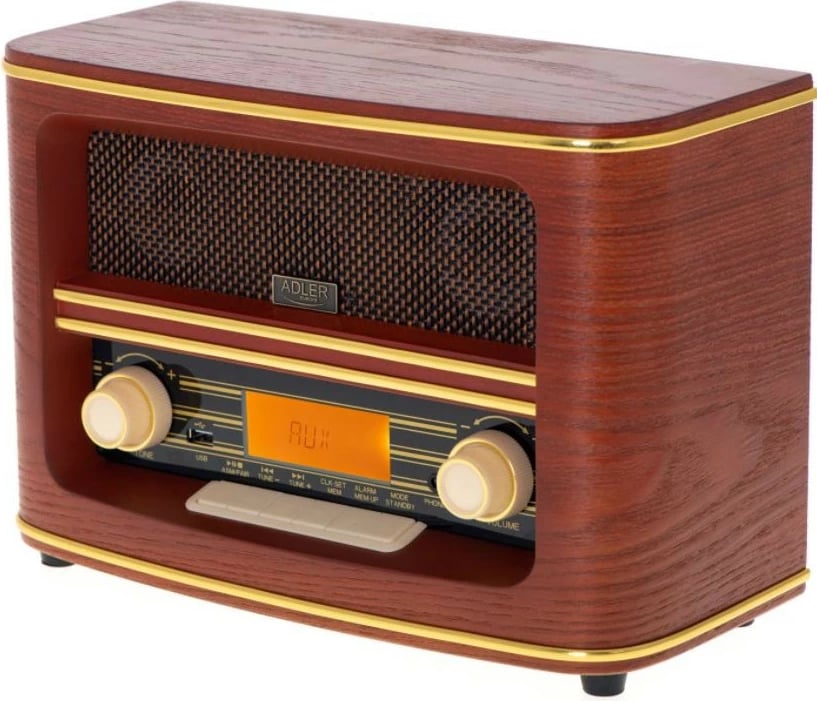 Radio retro Adler AD1187 me Bluetooth, USB, FM, ngjyrë dru