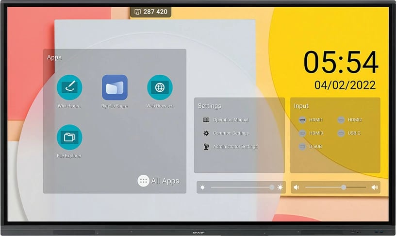 Monitor interaktiv SHARP NEC PN-L652B 65 inç 4K, Touchscreen, i zi