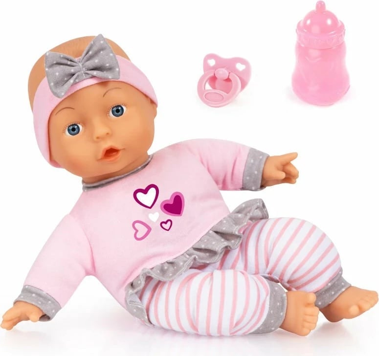 Kukull bebe Bayer 30cm me aksesorë, rozë