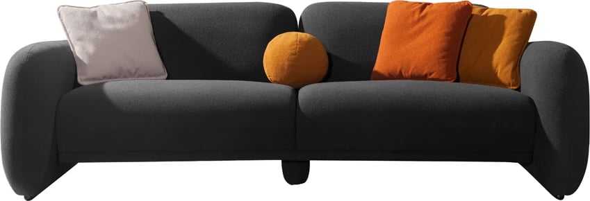 Divan Puffy treshe, ngjyrë gri e errët, 240x110x85 cm