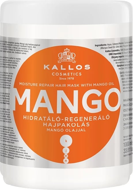 Maskë për flokë për femra Kallos Mango Moisture Repair 1000ml