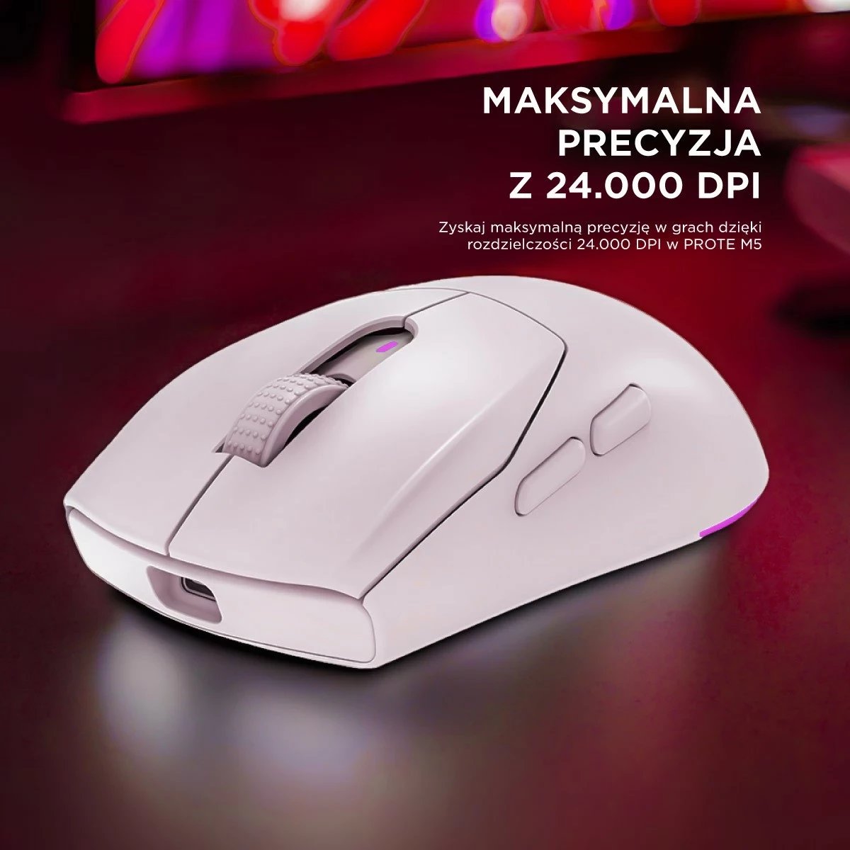 Maus Rampage Prote M5, 24000 DPI, RGB LED, wireless/wired, bardhë Maus Rampage Prote M5, 24000 DPI, RGB LED, wireless/wired, bardhë