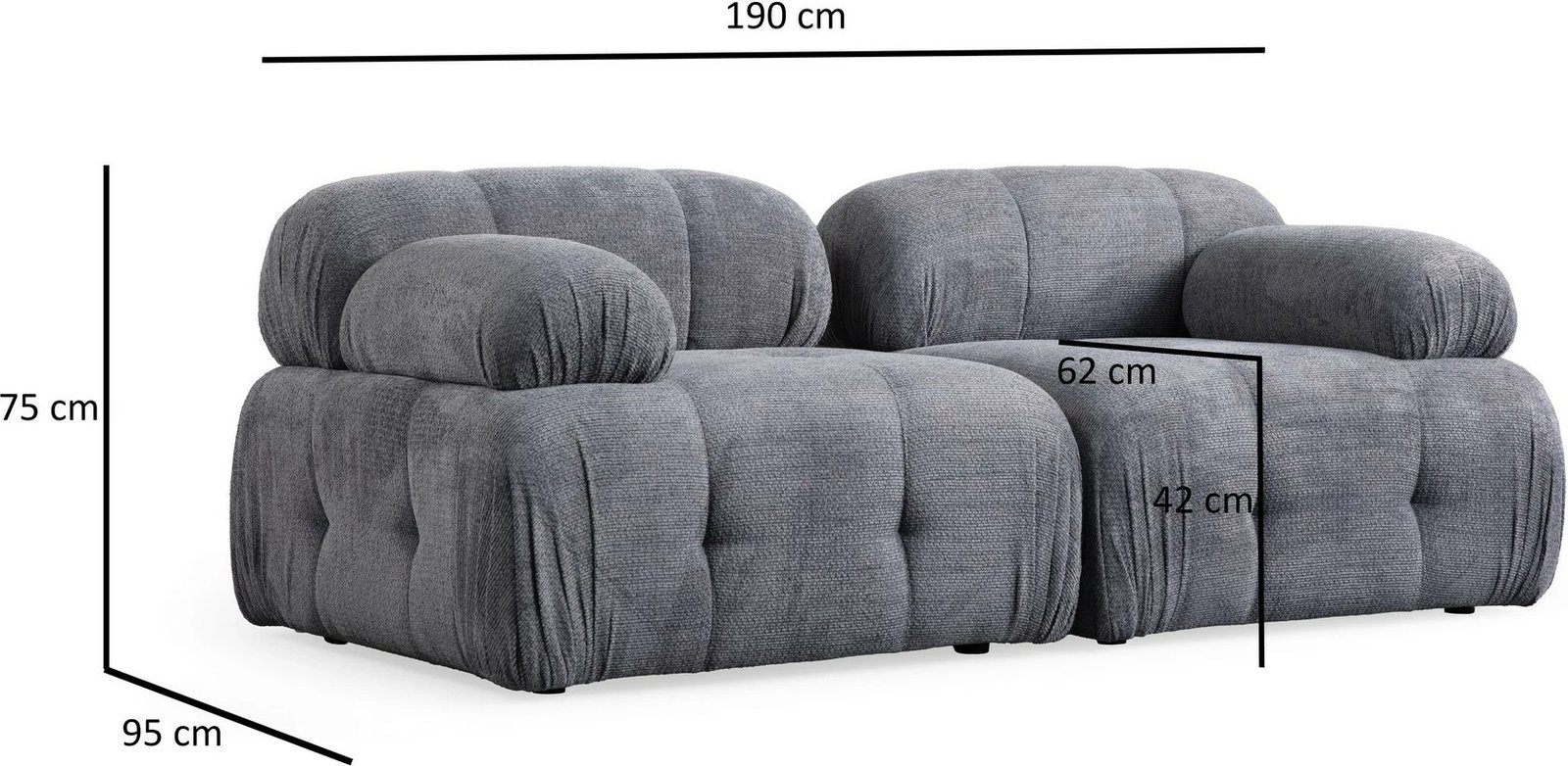 Këndare Atelier del Sofa Petite 2, ngjyrë gri