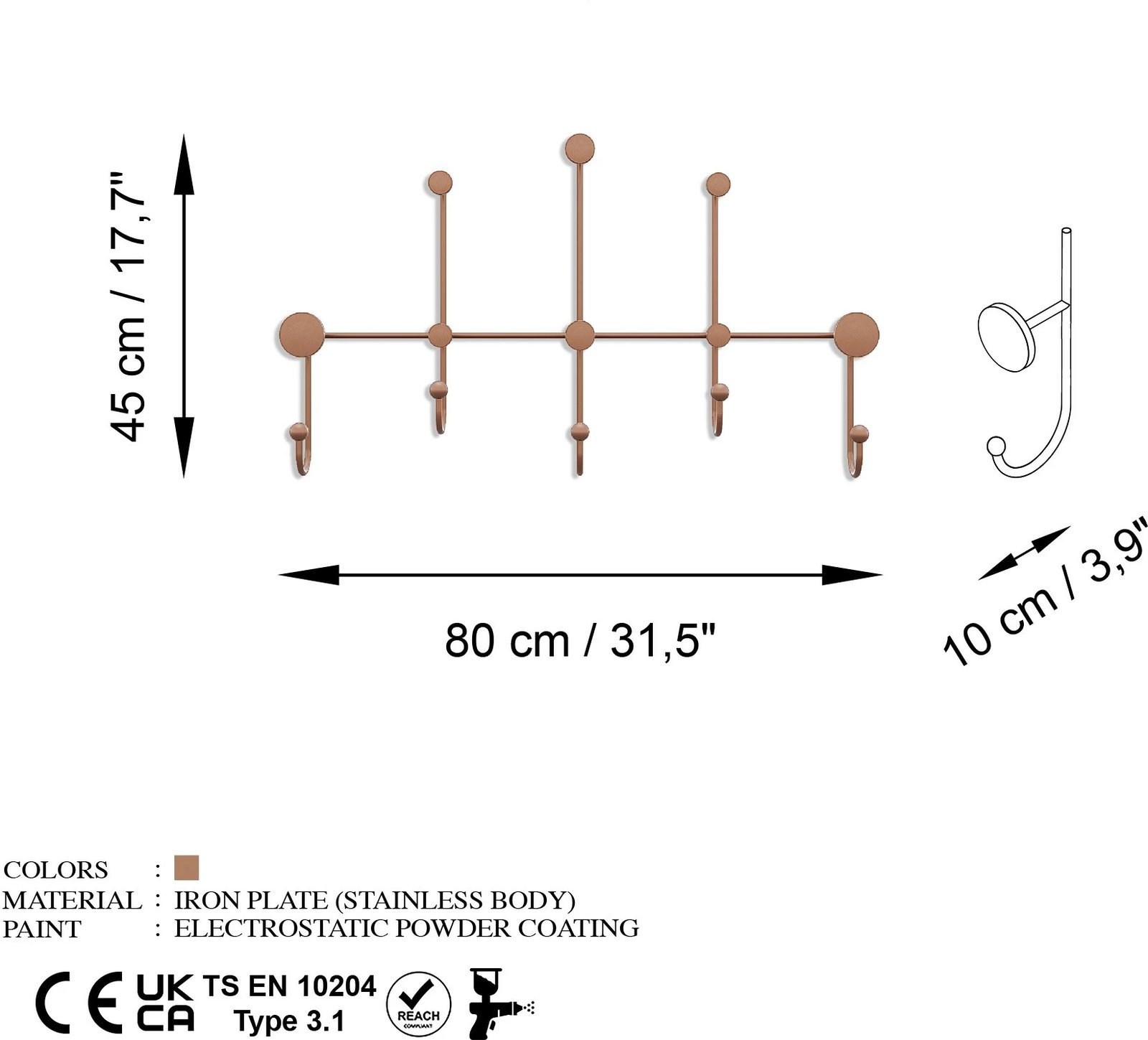 Varëse muri metalike, ngjyrë bakri, Wallity Iyon-C